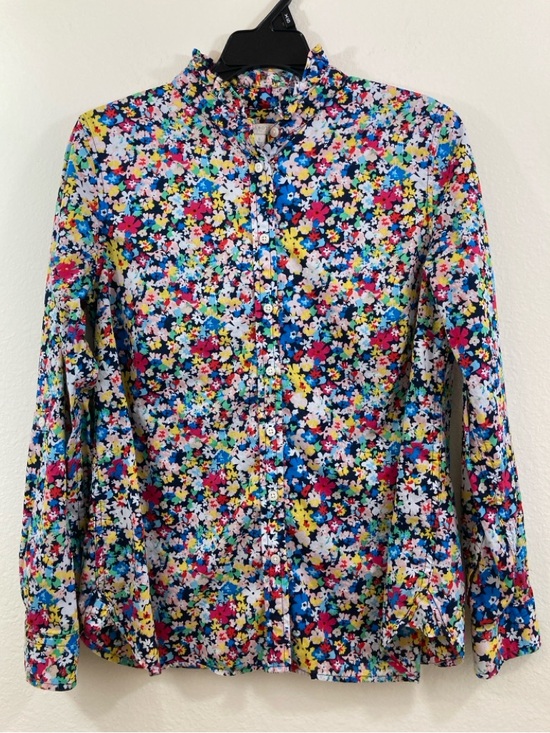 Talbots Tops - Talbots Multicolor Button-Down Floral Print Blouse with Roll-Up Sleeves Size S